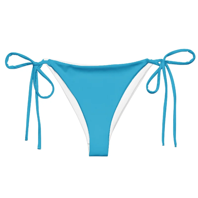 Aqua Blue String Bikini Swimsuit Bottoms Push-Up Swimsuit Top