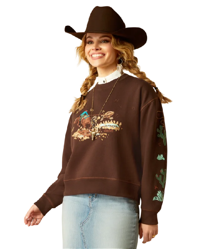 Ariat Women's Mole Riata Sweatshirt Hoodie with Puffed Sleeves Voluminous Trendy