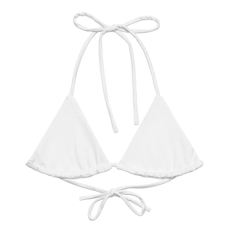 Classic White String Bikini Swimsuit Top Trendy Swimsuit Bottoms