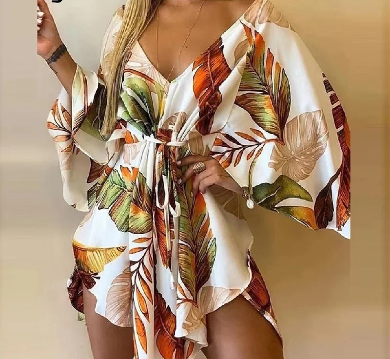 Floral Flirt Swimsuit Coverup Dress Halter Neck Swimsuit