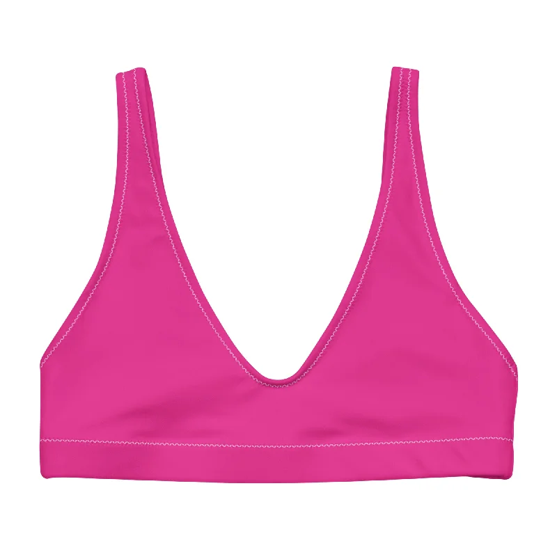 Hot Pink Halter Swimsuit Top Mesh Swimsuit Top