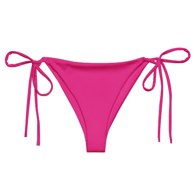 Hot Pink String Bikini Swimsuit Bottoms Two-Piece Beachwear