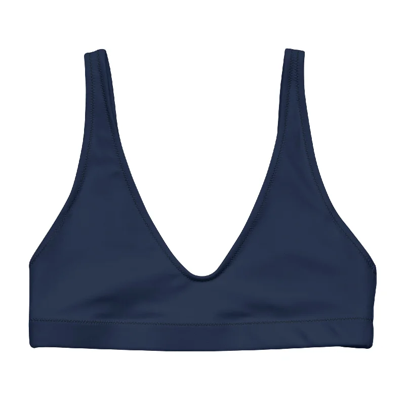 Navy Blue Halter Swimsuit Top Stylish Beachwear Set