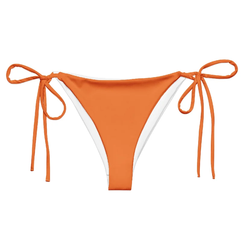 Orange String Bikini Swimsuit Bottoms Plunge Neckline Swimsuit