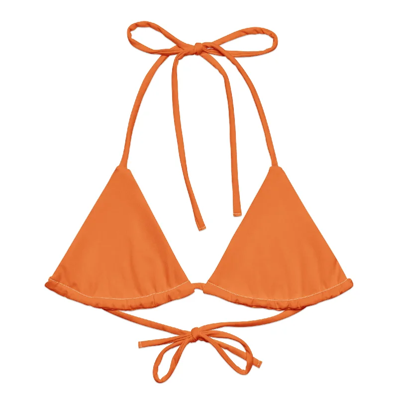 Orange String Bikini Swimsuit Top Classic Sporty Swimsuit