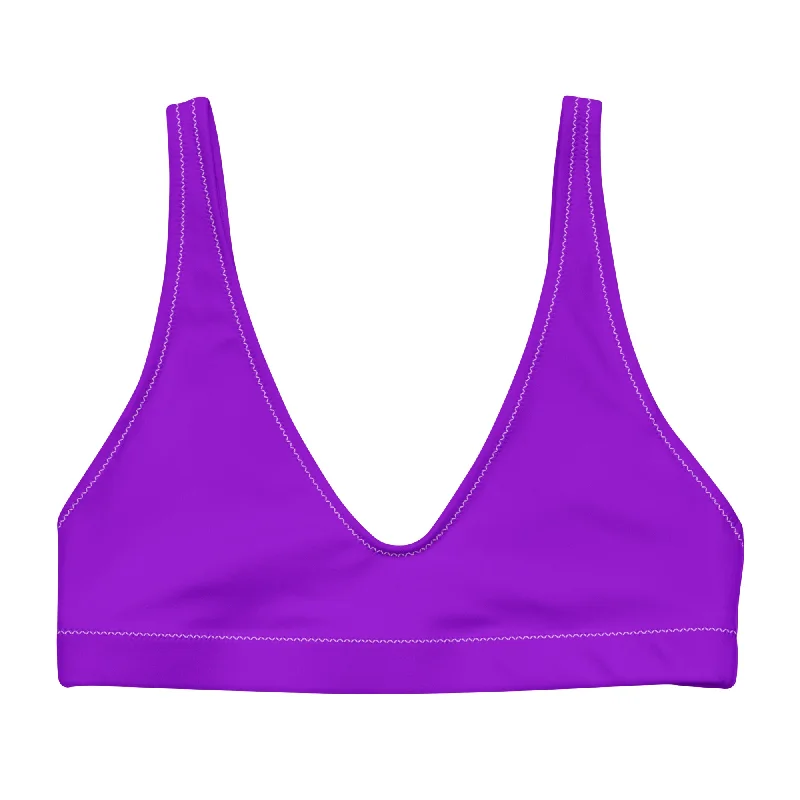 Purple Halter Swimsuit Top Solid Color Swimsuit