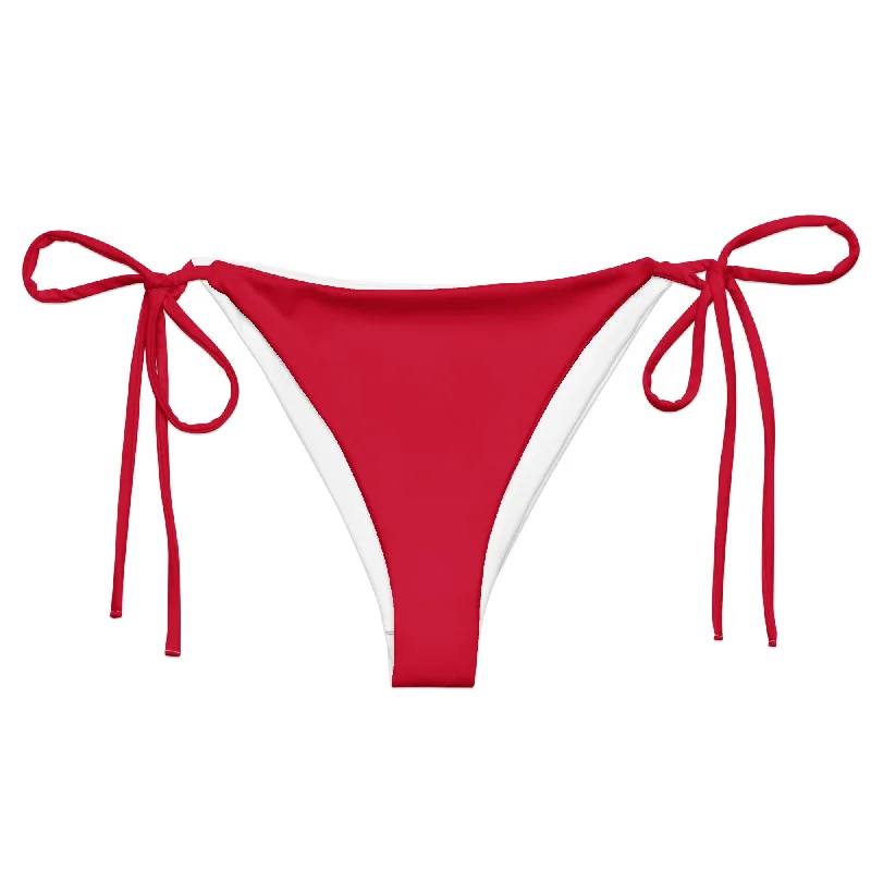 Red String Bikini Swimsuit Bottoms Flirty Ruffle Swimsuit