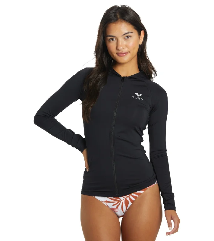 Roxy Women's Roxy Essentials Hoodie 2 Long Sleeve UPF 50 Rash Guard Anthracite Hoodie with Cropped Fit Short Trendy