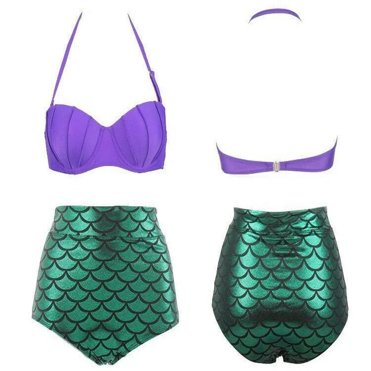 Sexy Mermaid Design High Waist Women Two Pieces Swimsuits Summer Ready Swimsuit