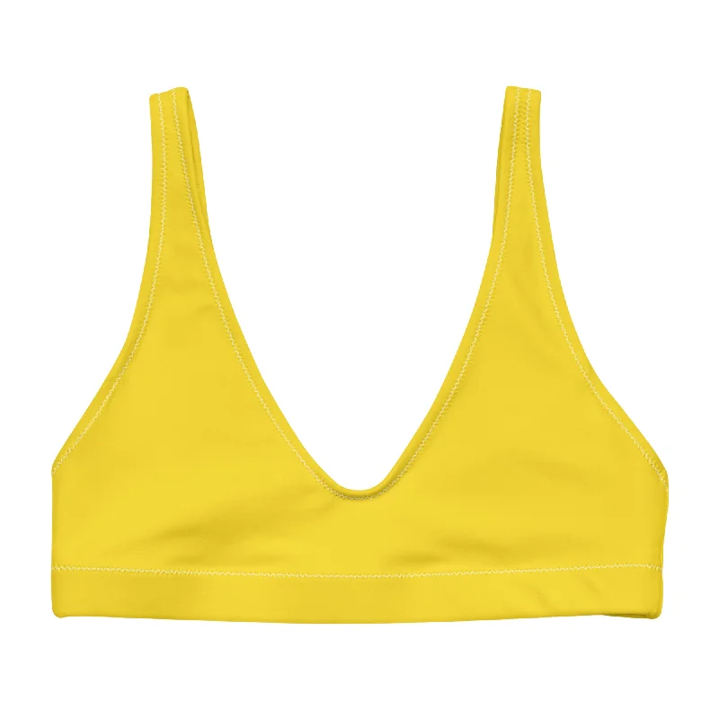 Yellow Halter Swimsuit Top Strap Bikini Set