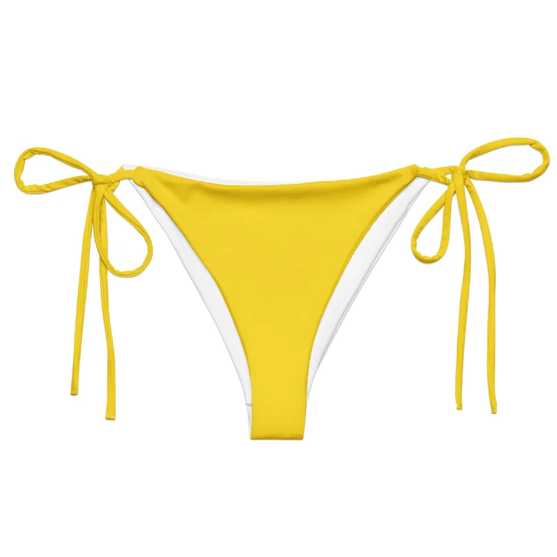 Yellow String Bikini Swimsuit Bottoms Floral Print Swimsuit