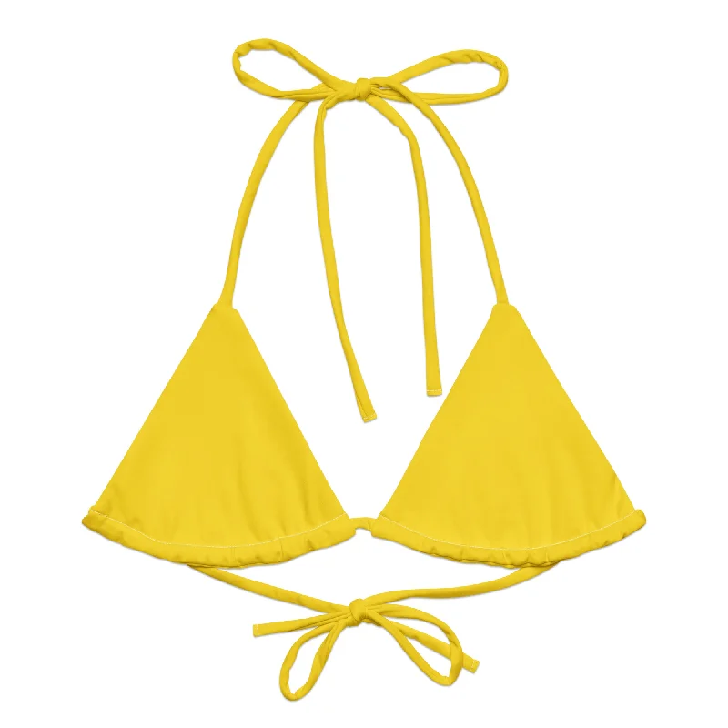 Yellow String Bikini Swimsuit Top Adjustable Bikini Bottoms