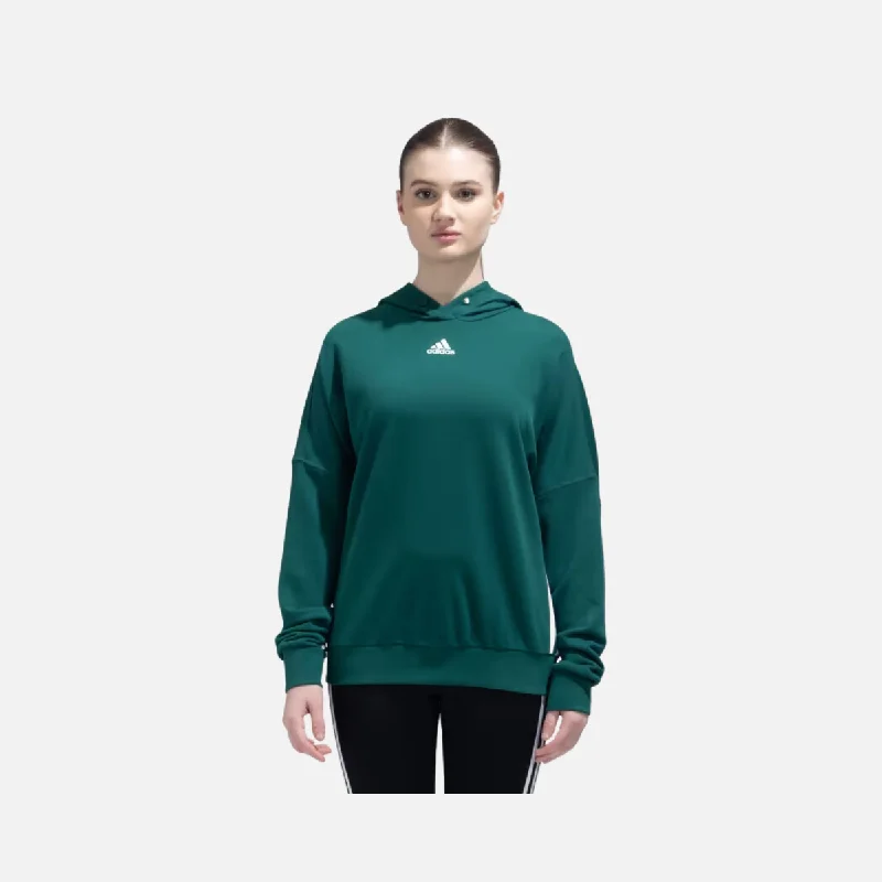 Adidas Dance Loosehd Women's Hooded Sweat -Collegiate Green/White Hoodie with Magnetic Closure Innovative Modern