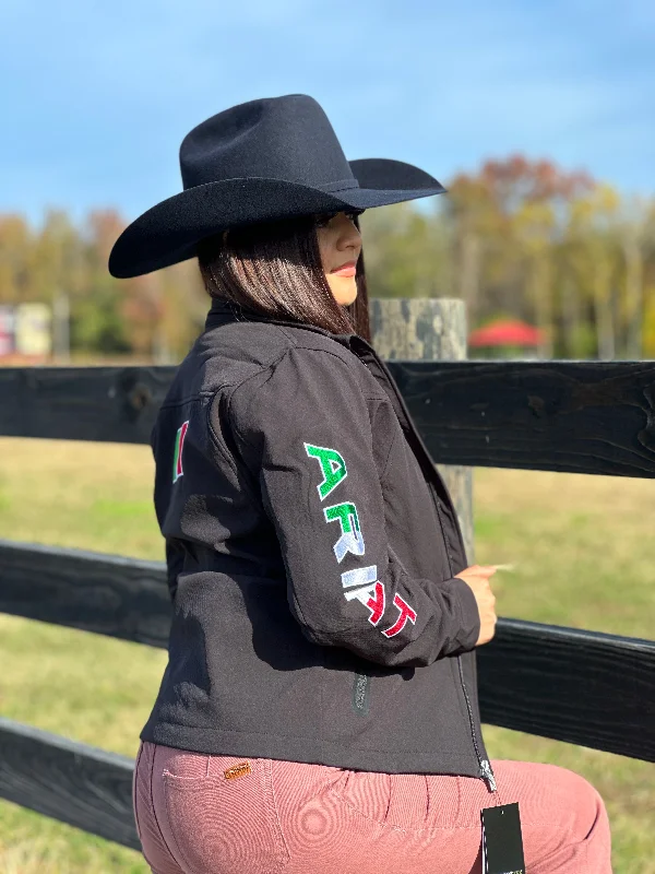ARIAT JACKETS FOR WOMEN BLACK TEAM MEXICO Print Jacket Jacquard Jacket Embroidered Jacket ARIAT JACKETS FOR WOMEN BLACK TEAM MEXICO Print Jacket Jacquard Jacket Embroidered Jacket