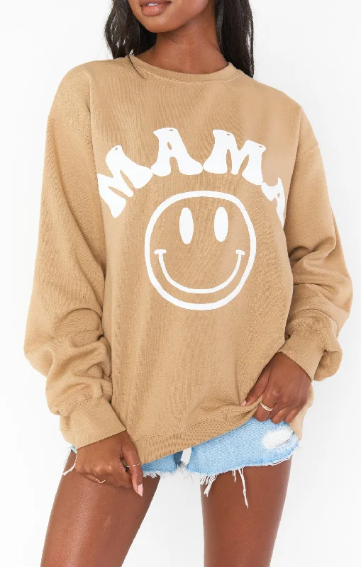 Stanley Sweatshirt ~ Smile Mama Graphic Hoodie with Hem Fringe Bohemian Relaxed