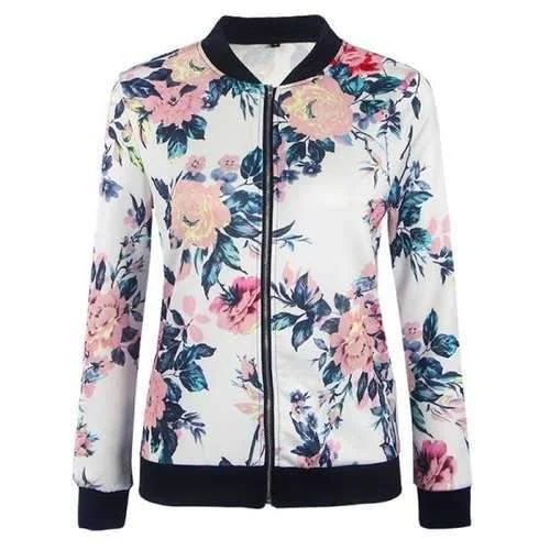Women's Fashion Wild Printing Long-Sleeved Slim Jacket - White 2xl Print Jacket Jacquard Jacket Patchwork Jacket Women's Fashion Wild Printing Long-Sleeved Slim Jacket - White 2xl Print Jacket Jacquard Jacket Patchwork Jacket