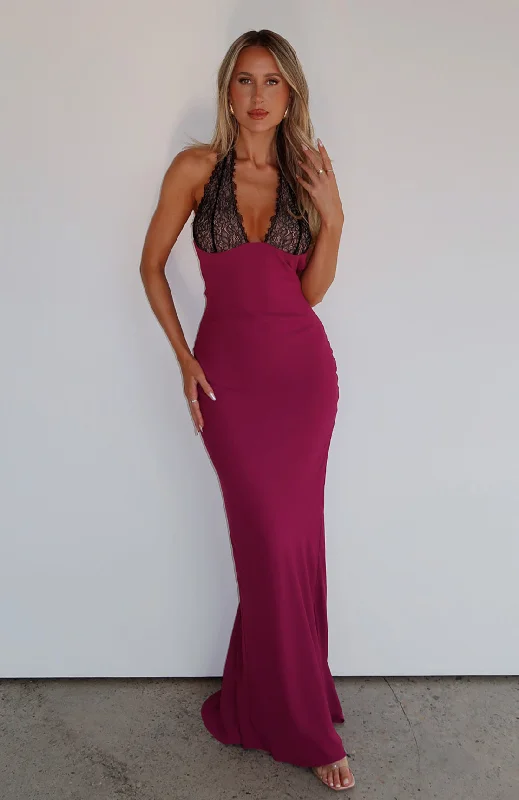 Beyond The Stars Maxi Dress Plum Elegant Lace Maxi Dress