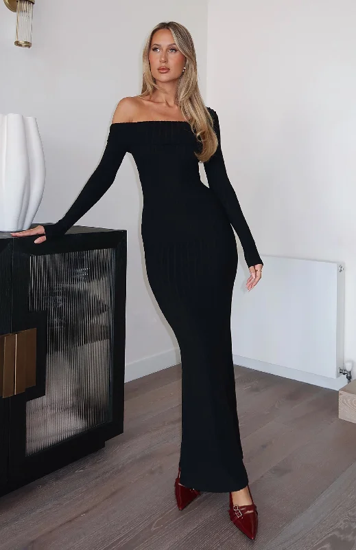 Girls Trip Long Sleeve Maxi Dress Black Fashionable Sheer Maxi Dress