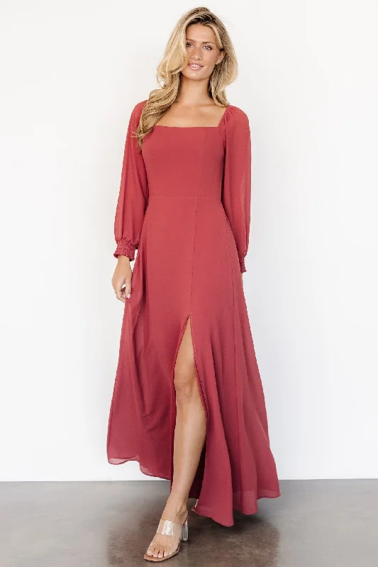 Giselle Maxi Dress | Terracotta Cozy Spaghetti Strap Maxi Dress