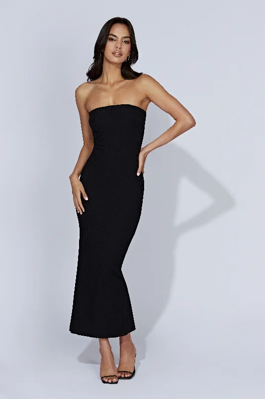 Imani Strapless Knit Maxi Dress - Black Fashionable Chiffon Tiered Maxi Dress