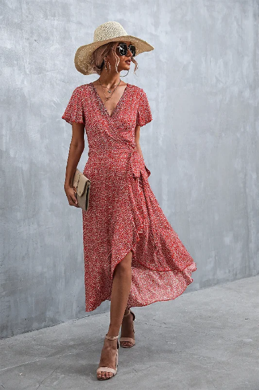 Knox Paisley High Low Ruffle Maxi Dress - FINAL SALE Chic Boho Print Maxi Dress