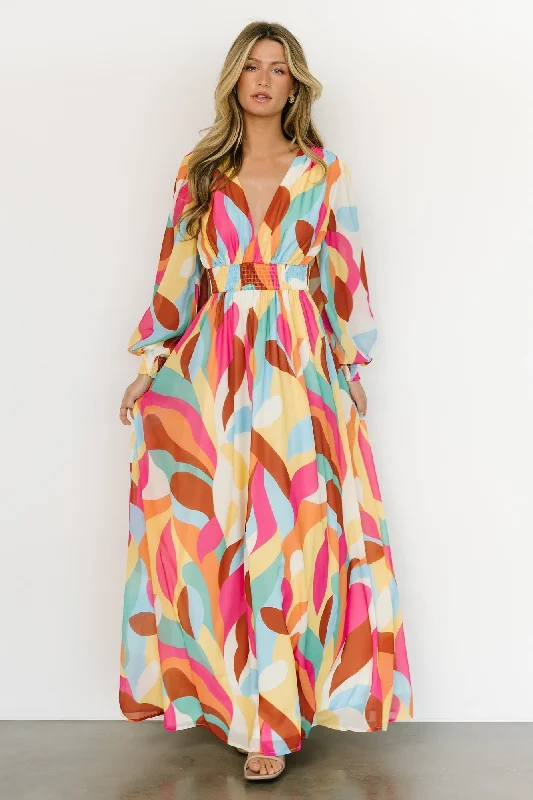 Lawson Maxi Dress | Multi Print Fashionable High-Waist Maxi Dress