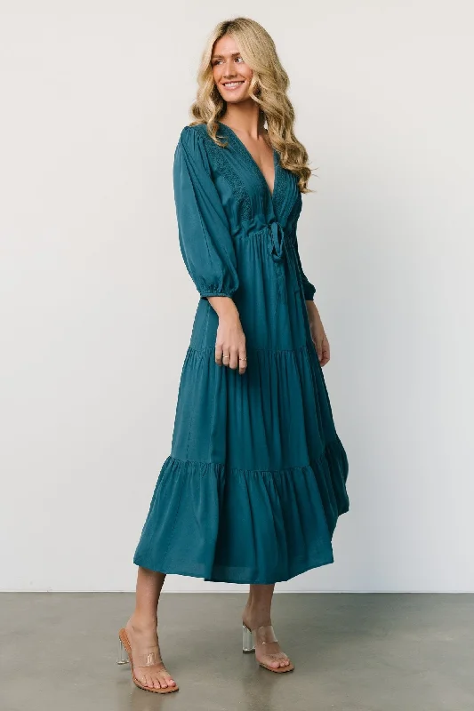 Phillips Maxi Dress | Persian Blue Trendy Maxi Dress with Lace