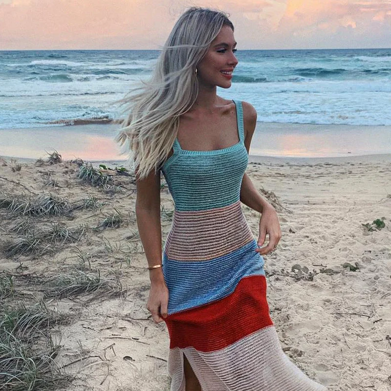 Pretty Sweet Colorblock Crochet Maxi Dress - FINAL SALE Comfortable Flowy Maxi Dress