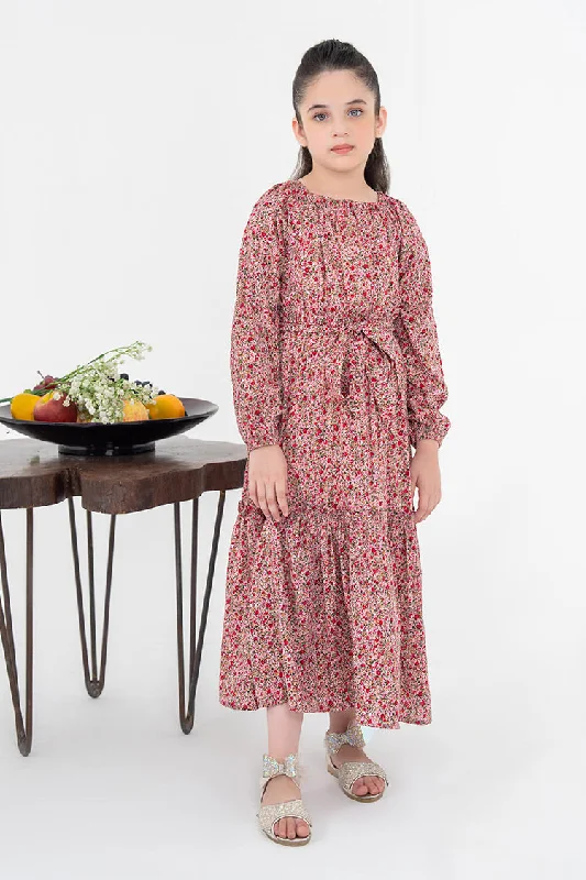 Printed Lawn Maxi Dress Chic Button-Up Maxi Dress