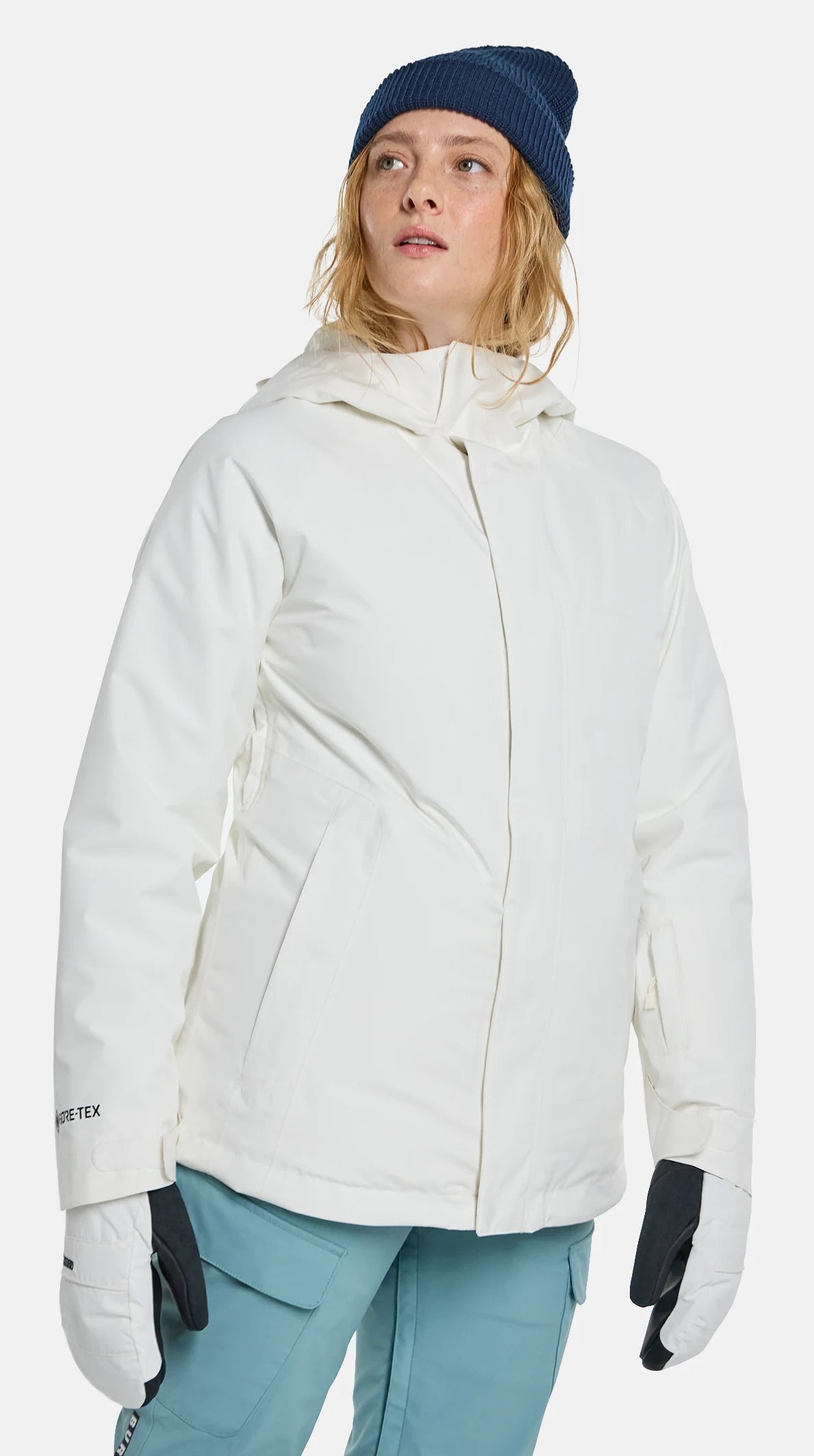 Burton Powline GORE-TEX Insulated Jacket Womens 2024 Stout White Front Pockets Side Pockets Patch Pockets