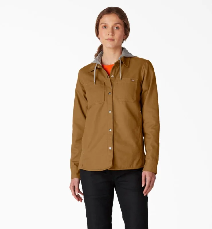 Dickies W Duck Hooded Shirt Jacket One-Shoulder Jacket Off-the-Shoulder Jacket Asymmetrical Jacket