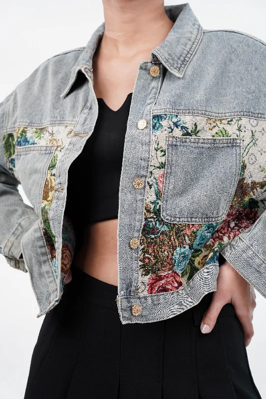 Floral Breeze Denim Jacket Fitted Jacket Loose Jacket Oversized Jacket