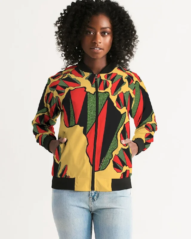 THE REAL RBG: RED BLACK & GREEN Women's Bomber Jacket Print Jacket Jacquard Jacket Patchwork Jacket