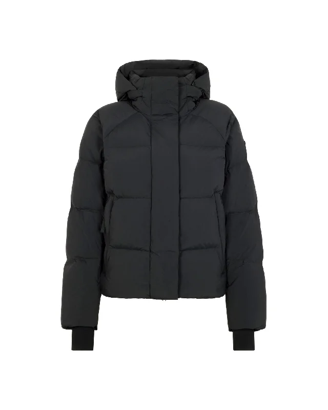 Goose  Down Jacket Female - Black Belted Jacket Elasticated Jacket Padded Jacket