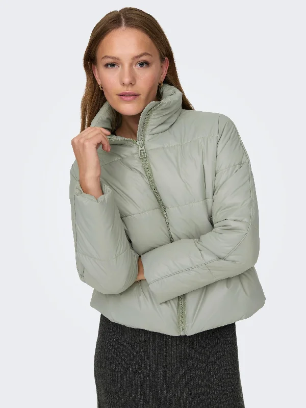 JDY Taunes Ladies Short Padded Jacket-SEA GRASS Oversized Jacket Tailored Jacket Straight Jacket