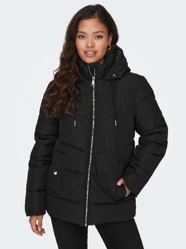 JDY Turbo Short Ladies Padded Jacket-BLACK Faux Fur Jacket Real Fur Jacket Shearling Jacket