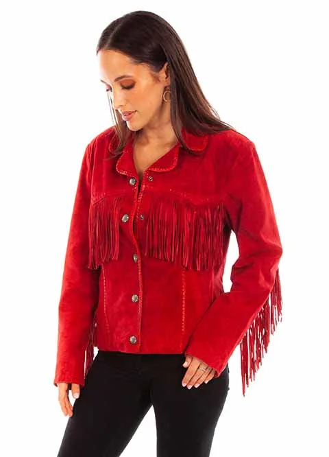 LADIES RED SUEDE FRINGE JACKET Corduroy Jacket Velvet Jacket Brocade Jacket