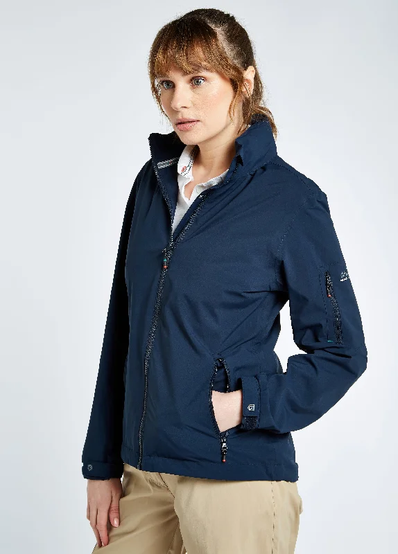 Livorno Women's Crew Jacket - Navy Satin Jacket Silk Jacket Chiffon Jacket