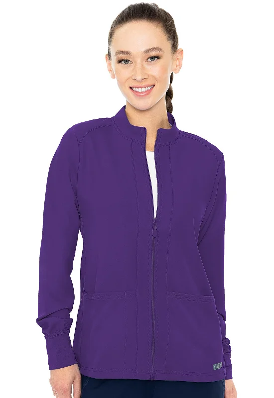 Med Couture Insight Zip Front Warm-Up With Shoulder Yokes Scrub Jacket Stand-Up Collar Roll-Neck Collar Turtle Neck