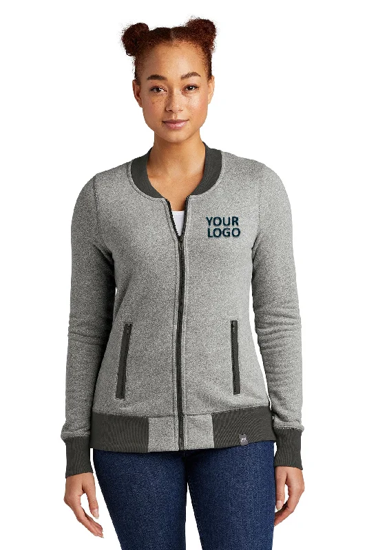 New Era Ladies French Terry Jackets, Light Graphite Twist/ Graphite Zippered Front Buttoned Front Snap Front