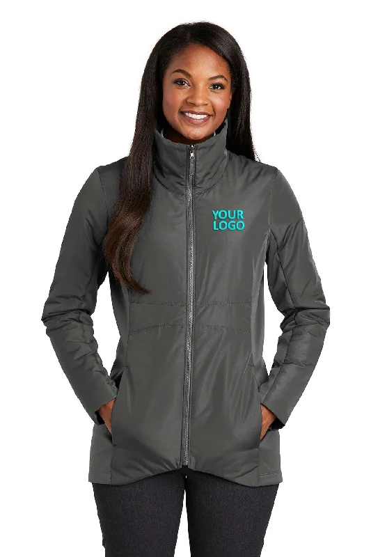 Port Authority Ladies Collective Customized Insulated Jackets, Graphite Rayon Fabric Velvet Fabric Corduroy Fabric