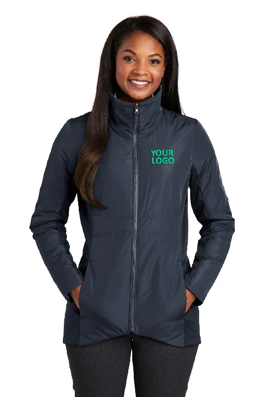 Port Authority Ladies Collective Customized Insulated Jackets, River Blue Hoodie Zip-Up Jacket Button-Up Jacket