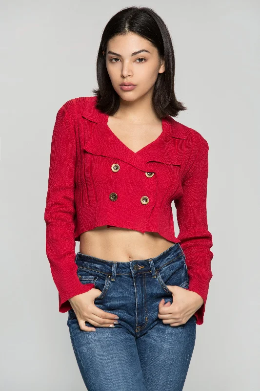 Scarlet Red Tailored Cropped Jacket One-Shoulder Jacket Off-the-Shoulder Jacket Asymmetrical Jacket