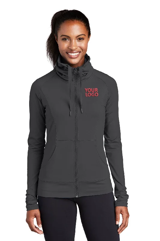 Sport-Tek Ladies Sport-Wick Stretch Branded Full-Zip Jackets, Charcoal Grey Satin Jacket Silk Jacket Chiffon Jacket