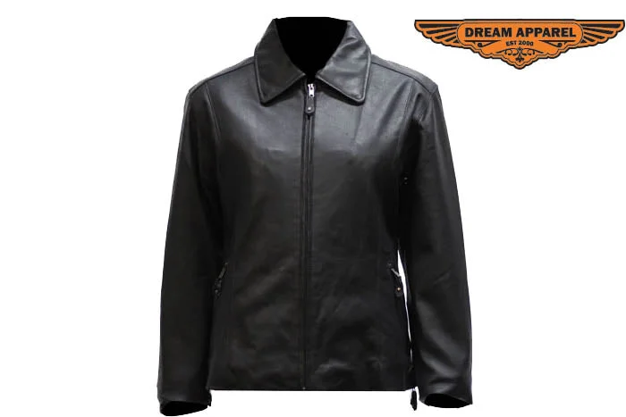 Women's Leather Jacket With Zippered Cuffs Anorak Shell Jacket Lightweight Jacket