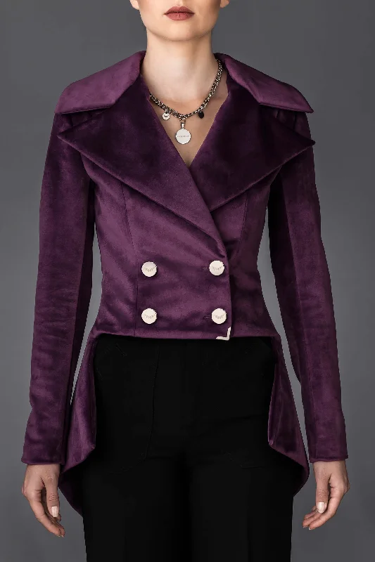 Women's Purple Jacket Gloria Zip Front Button Front Snap Front