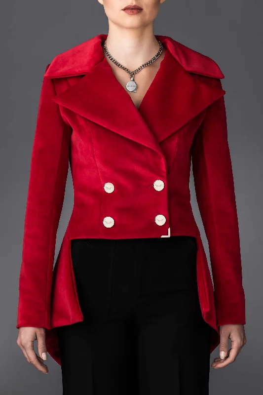 Women's Red Jacket Gloria Satin Jacket Silk Jacket Chiffon Jacket