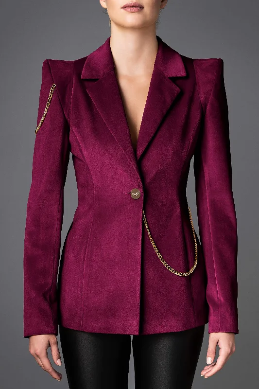 Women's Velvet Jacket - Boldness Magenta Wool Jacket Cashmere Jacket Tweed Jacket