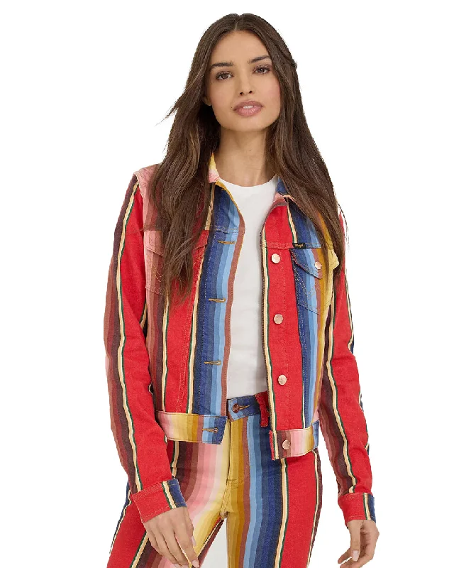 Women's X Lainey Wilson Rodeo Ben Stripe Trucker Jacket Bomber Jacket Anorak Windbreaker