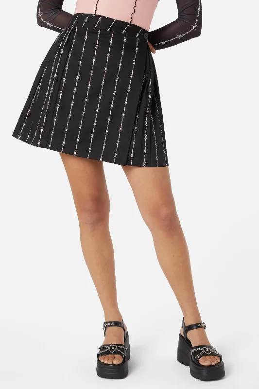 Barbed Wire Pleated Slider Skirt silk skirt sleek